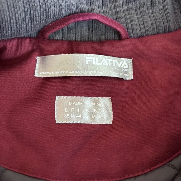 Fila Filativa Women's Puff Vest Asymmetrical Zip Pop Collar Purple White Sz M - Picture 5 of 8